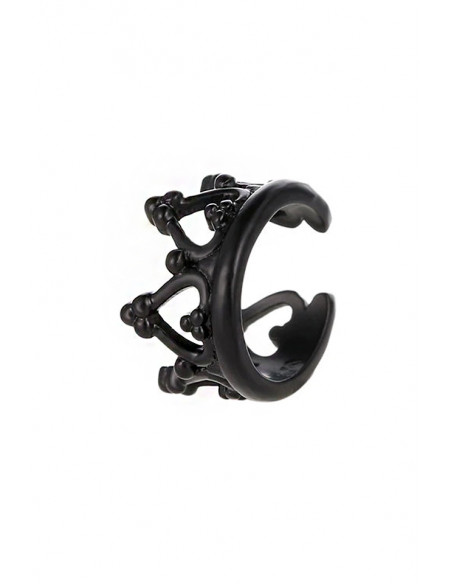 Cercel ear cuff, coronita lata, cu inimioare