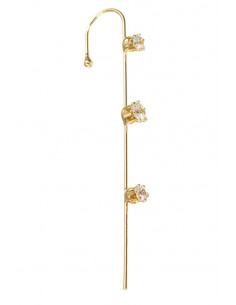 Cercel ear cuff, cu trei cristale rotunde pe tija lunga si subtire 2