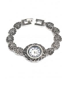 Ceas de mana de dama model vintage cu bratara cu frunze si hematite