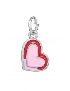 Charm pentru bratara, inimioara pictata cu roz si rosu
