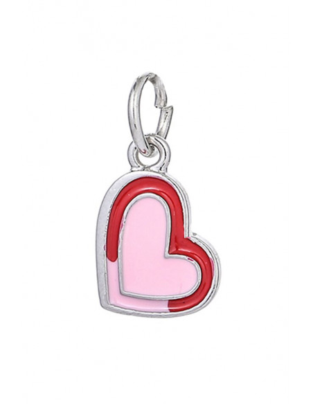 Charm pentru bratara, inimioara pictata cu roz si rosu
