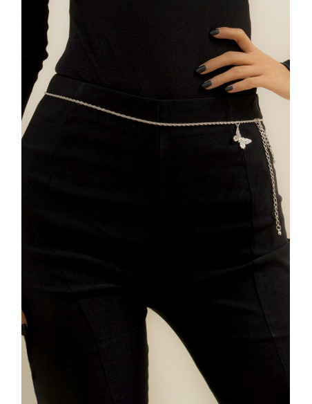 Lant de corp elegant, pentru talie, model rasucit, cu medalion fluturas