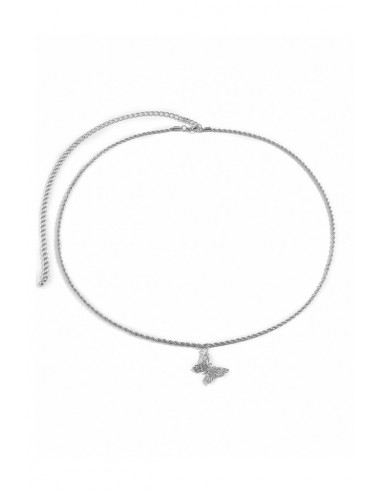 Lant de corp elegant, pentru talie, model rasucit, cu medalion fluturas