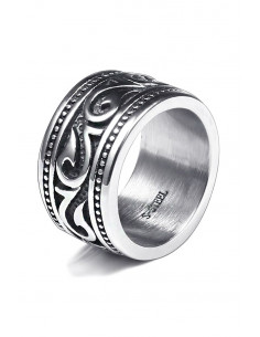 Inel punk masiv, verigheta cu model tribal de inspiratie maori