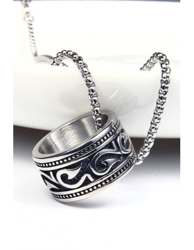 Inel punk masiv, verigheta cu model tribal de inspiratie maori