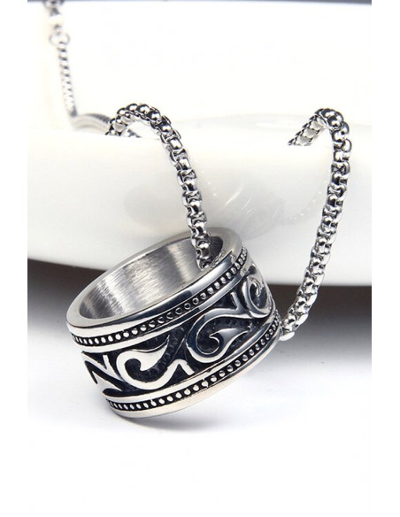 Inel punk masiv, verigheta cu model tribal de inspiratie maori