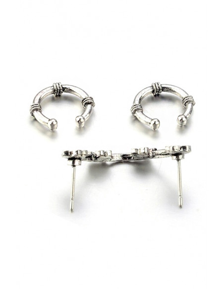 Set cercei si ear cuff, ramura cu floricele si doua verigi