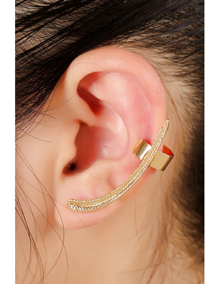 Cercel ear cuff arcuit pe ureche, pana metalica ingusta si lunga