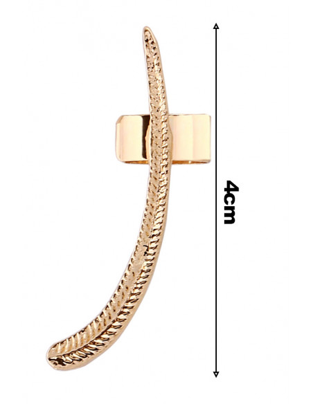Cercel ear cuff arcuit pe ureche, pana metalica ingusta si lunga