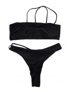 Costum de baie doua piese, asimetric, bustiera si slip decupat, cu 2 bretele subtiri 2