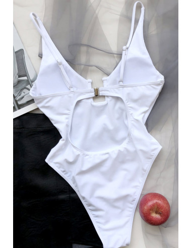 Costum de baie intreg, decolteu patrat, spate decupat si sold inalt
