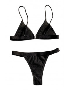 Costum de baie doua piese, material deosebit, cupe triunghiulare si slip ingust 2