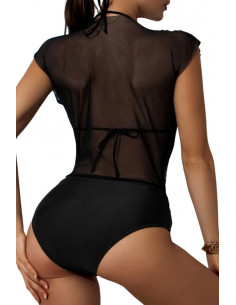 Costum de baie doua piese, slip cu top transparent si decoltat, sutien simplu 2