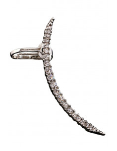 Cercel ear cuff elegant, semiluna minimal cu cristale albe
