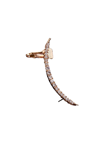Cercel ear cuff elegant, semiluna minimal cu cristale albe