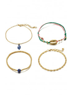 Set 4 bratari de glezna, cactus, scoica, snururi, margelute si lantisoare 2