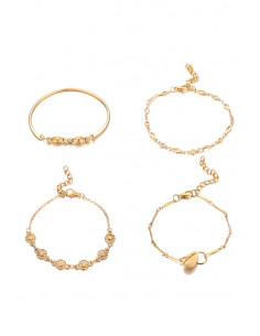 Set 4 bratari elegante, cu scoica, medalioane soare si margelute metalice 2