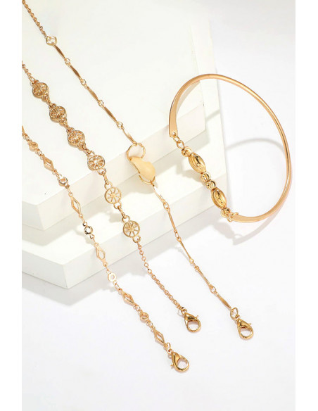 Set 4 bratari elegante, cu scoica, medalioane soare si margelute metalice