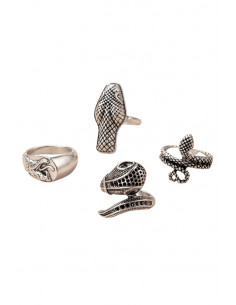 Set 4 inele boho, serpi incolaciti, cap de sarpe, medalion cu sarpe 2