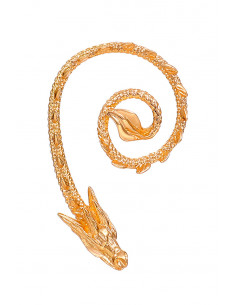 Cercel ear cuff wrap, dragon de apa, cu aripioare, incolacit pe ureche 2