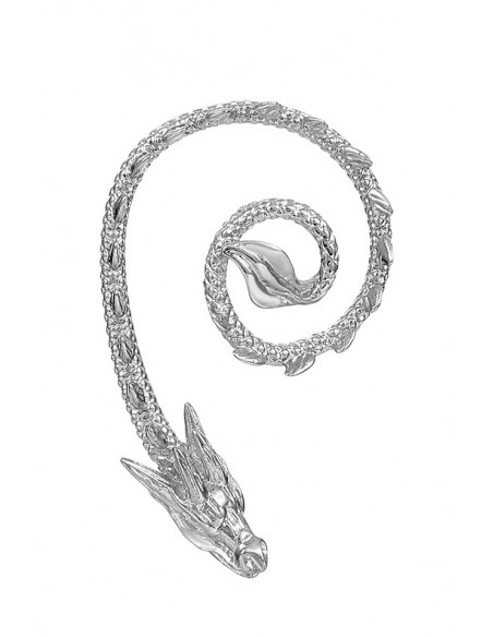 Cercel ear cuff wrap, dragon de apa, cu aripioare, incolacit pe ureche