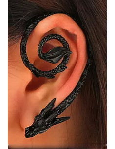 Cercel ear cuff wrap, dragon de apa, cu aripioare, incolacit pe ureche