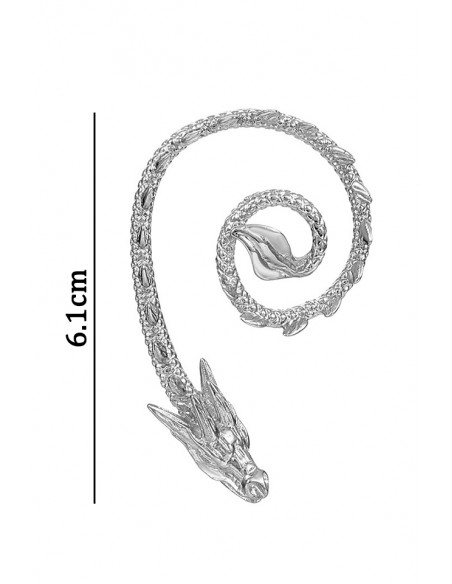Cercel ear cuff wrap, dragon de apa, cu aripioare, incolacit pe ureche