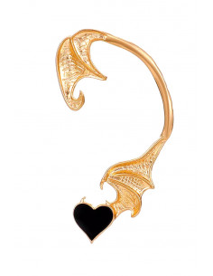 Cercel ear cuff wrap, aripa de dragon si inimioara 2
