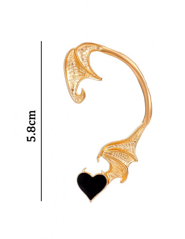 Cercel ear cuff wrap, aripa de dragon si inimioara