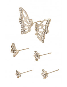 Set de sase cercei, fluturasi si floricele cu cristale mici 2