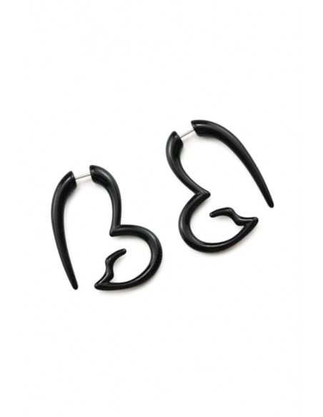 Ear expander fals, model tribal inima din plastic negru