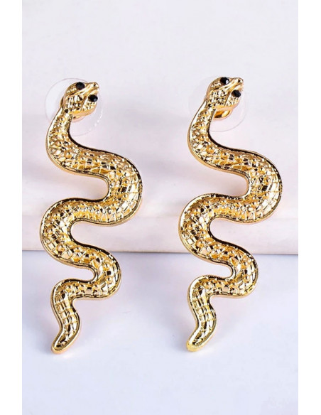 Cercei statement, serpi ondulati cu ochii din cristale negre