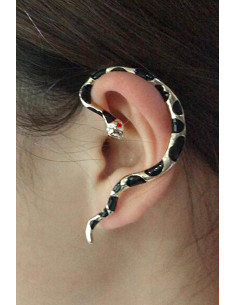 Cercel ear cuff, model sarpe auriu cu pete negre si ochi rosii 2