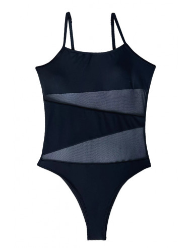 Costum de baie intreg, elegant, cu insertii semitransparente