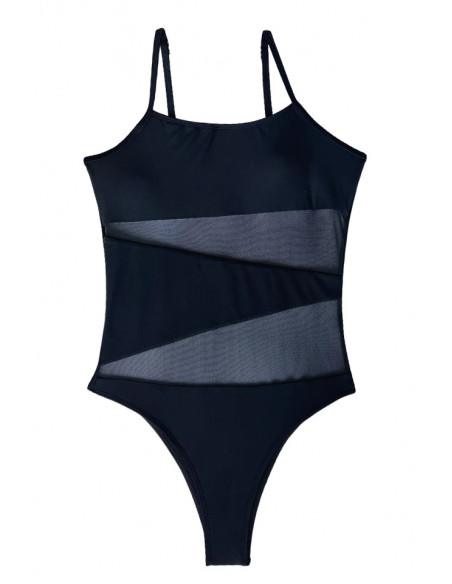 Costum de baie intreg, elegant, cu insertii semitransparente