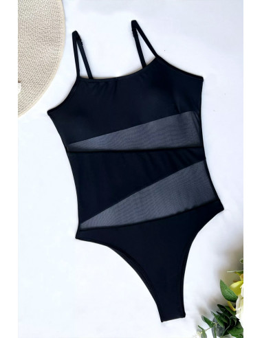 Costum de baie intreg, elegant, cu insertii semitransparente