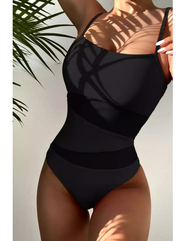 Costum de baie intreg, elegant, cu insertii semitransparente
