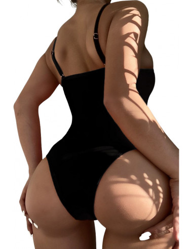 Costum de baie intreg, elegant, cu insertii semitransparente