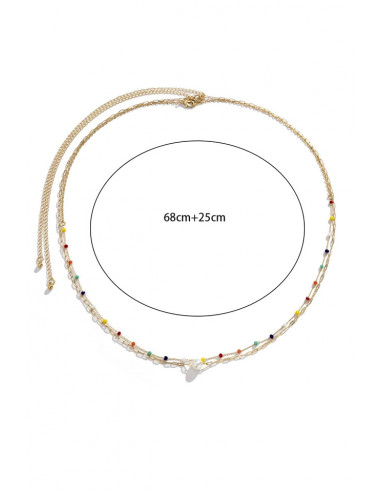 Set de doua lanturi de talie, cu margelute colorate, zale alungite si perla