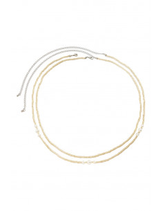 Set de doua lanturi de talie, siraguri de margelute aurii si perle 2