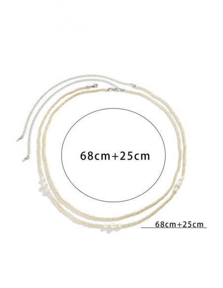 Set de doua lanturi de talie, siraguri de margelute aurii si perle