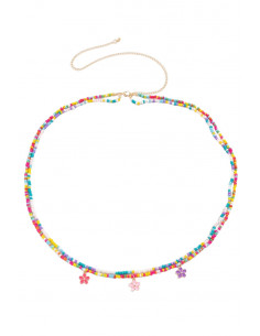 Set de doua lanturi de talie, cu margelute colorate si 3 floricele metalice, pictate 2