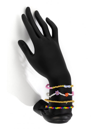 Set 4 bratari colorate, din margelute mici, cu 3 floricele