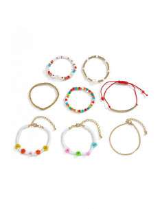 Set 8 bratari colorate, lantisoare, margelute, floricele, inimioare si perlute 2