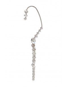Cercel ear cuff pentru mireasa, model lung si elegant cu cristale in sir lung