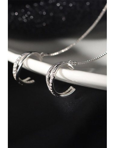Cercel ear cuff luxury, lantisor simplu cu ac lung si cuff in X cu cristale