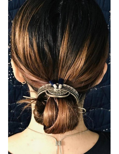 Accesoriu pentru coc, model etnic cu soare si canafi