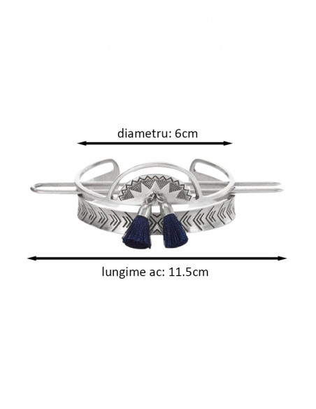 Accesoriu pentru coc, model etnic cu soare si canafi