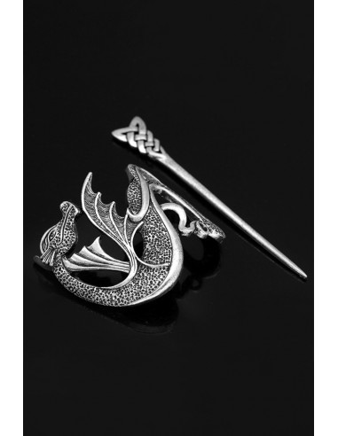 Accesoriu pentru coc, model etnic cu dragon chinezesc de apa
