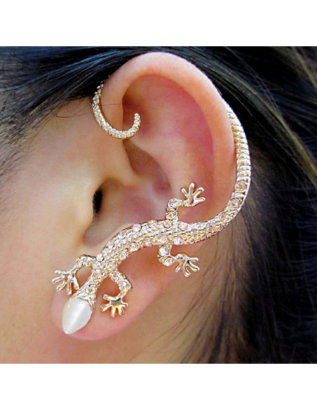 Cercel tip ear cuff, model soparla cu cristale